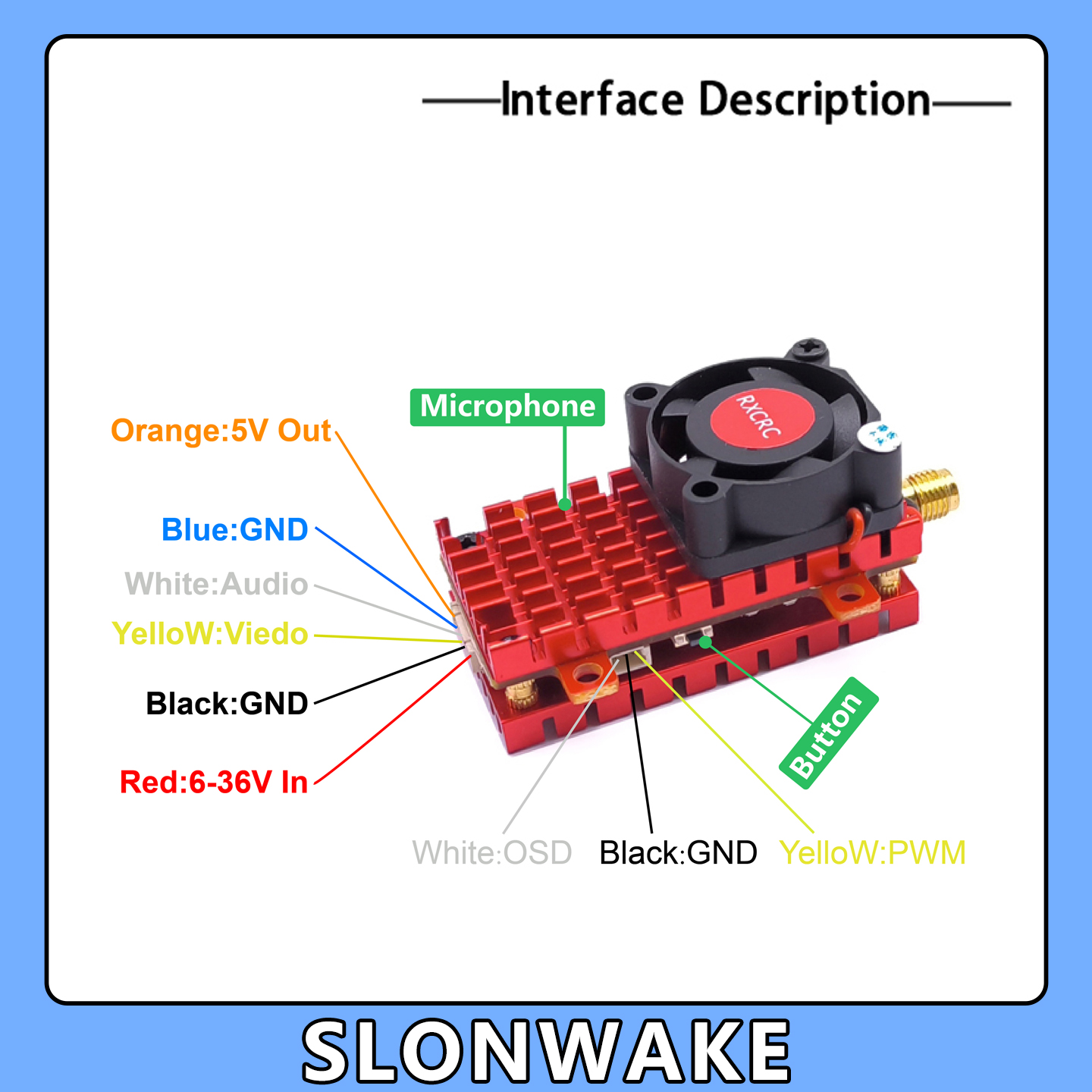 SLONWAKE 5.8G 2W VTX FPV 1800T - Drone Rc Board ulasan dan harga